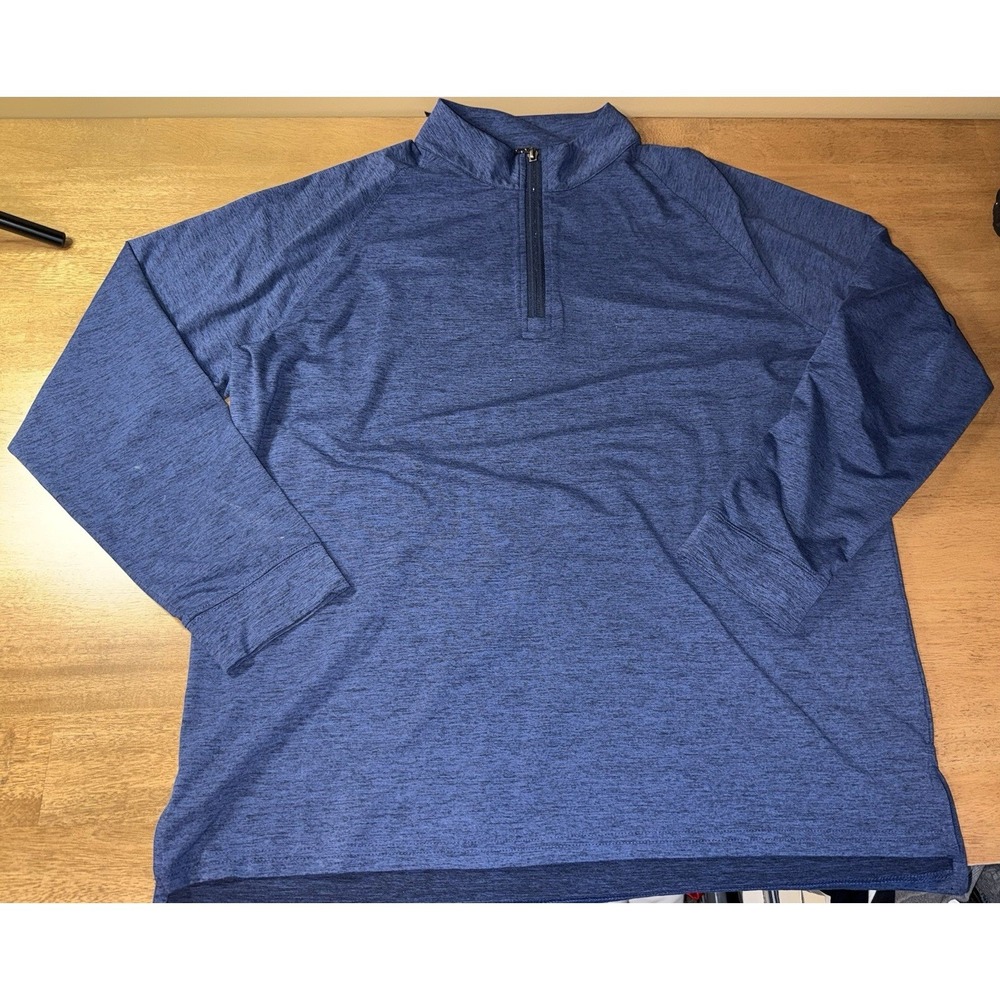 J. McLaughlin Mens XL Blue Heathered Quarter Zip Pullover Long Sleeve Shirt